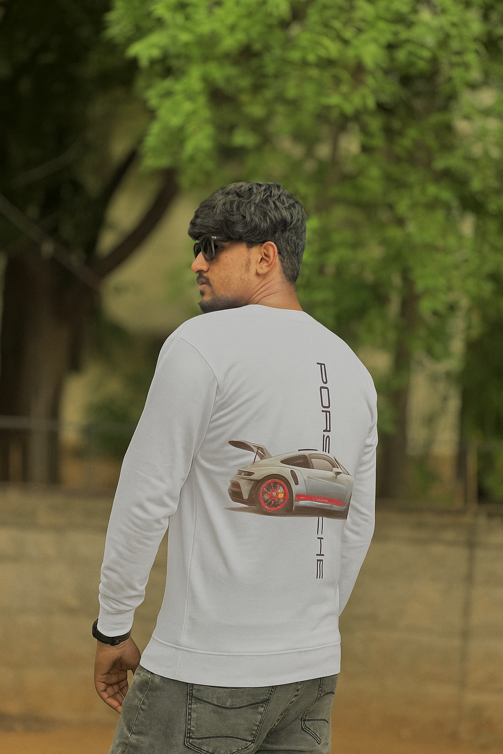 White Porsche Graphic Sweatshirt – Premium Car Lovers Edition