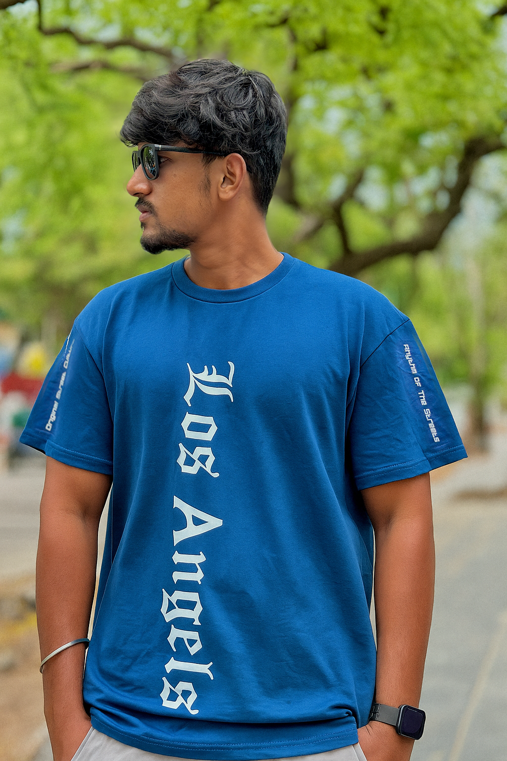 Los Angeles Oversized T-Shirt – Blue Streetwear Graphic Tee