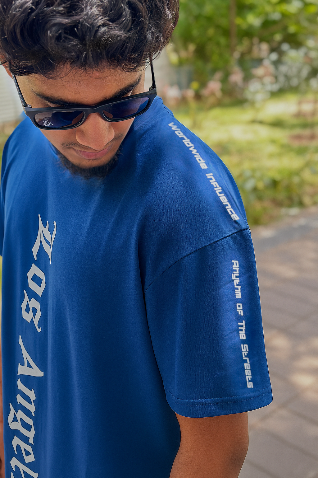 Los Angeles Oversized T-Shirt – Blue Streetwear Graphic Tee