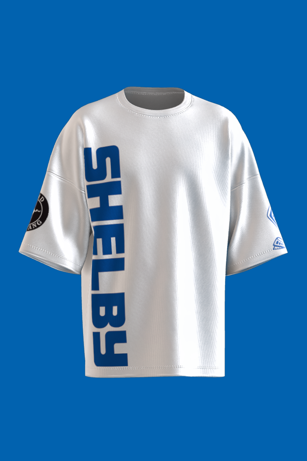 White Oversized Shelby Mustang T-Shirt – Racing Stripe Car Graphic Tee